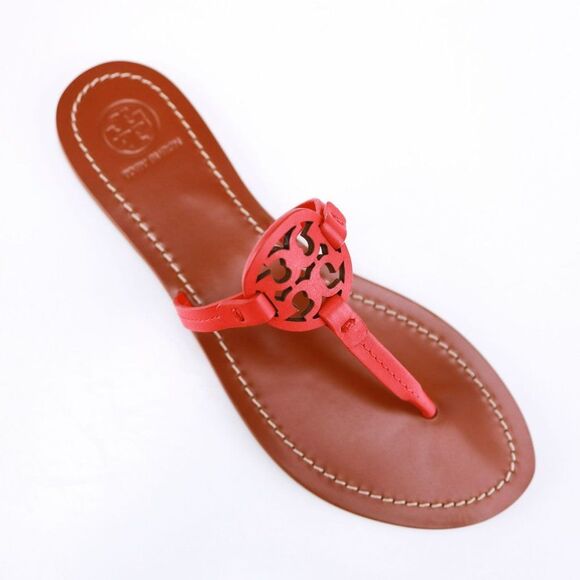 NIB Tory Burch GABRIEL Flats Thong Sandals in Brilliant Red - Picture 9 of 11